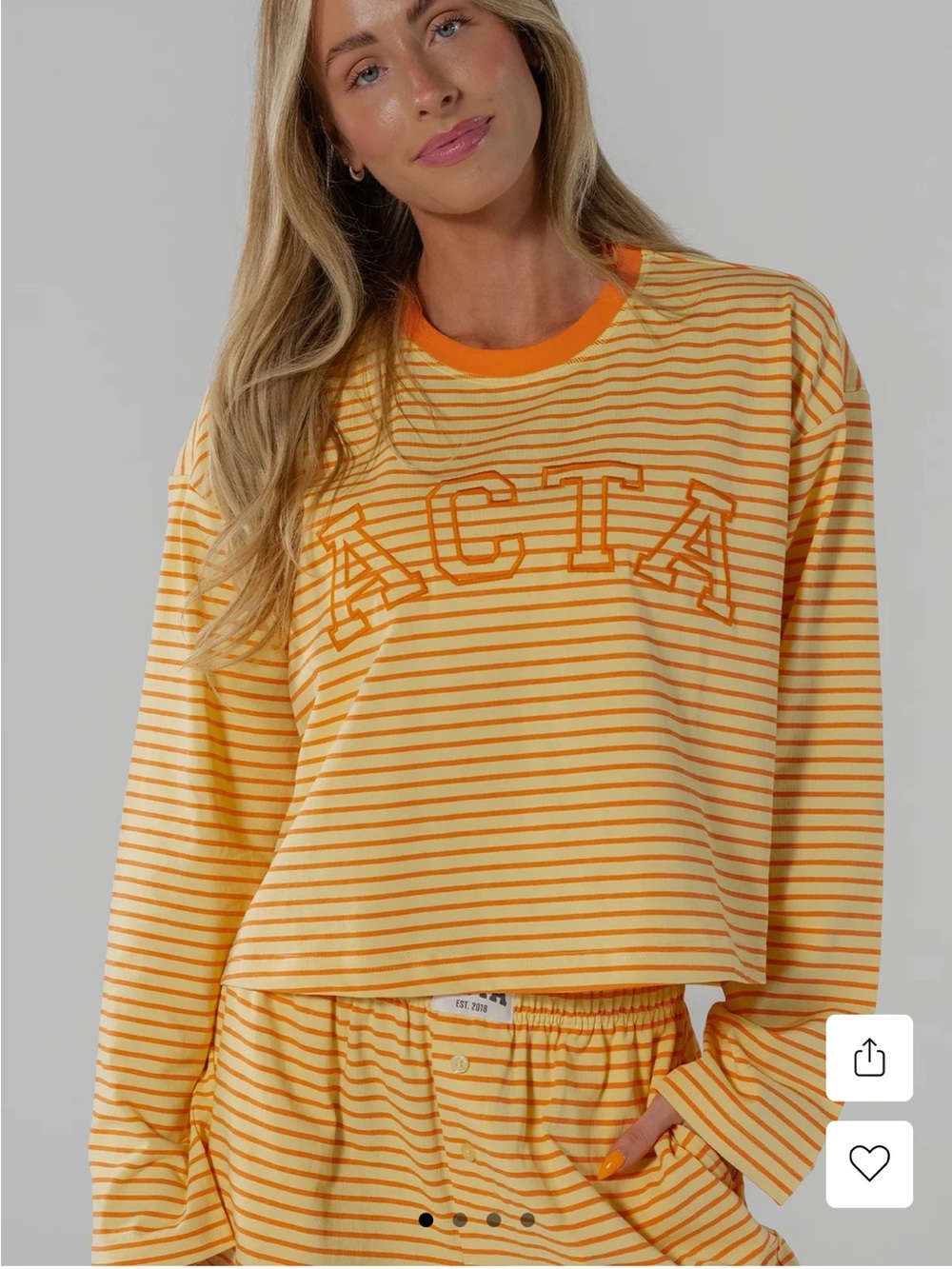 Cropped Striped Long Sleeve Tee in Yellow - ACTA